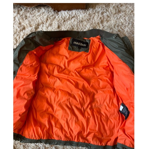 Madden NYC Bomber Jacket Olive Green Orange Lined Puffer Size S P - Picture 4 of 11